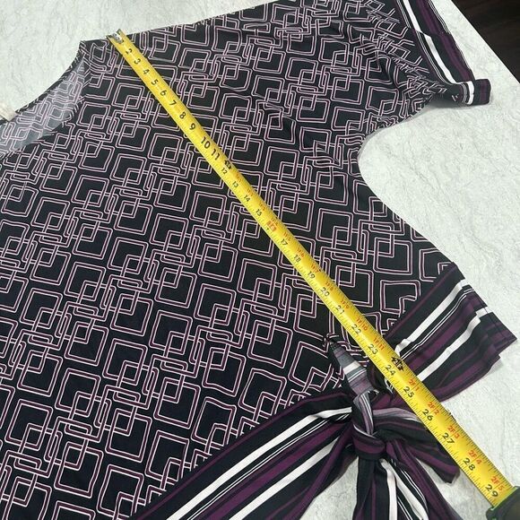 Perseption Women's 2X Multicolor Purple Geometric Blouse 3/4 Sleeve Boat Neck - Picture 11 of 12